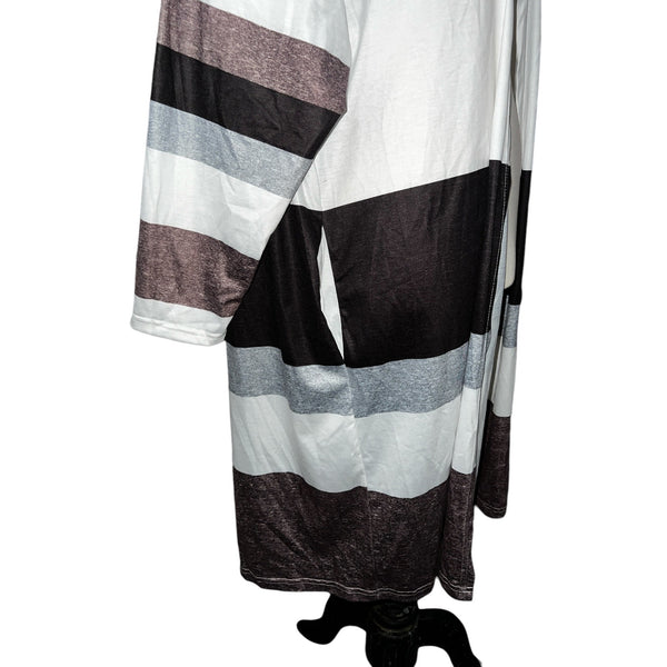 BloomChic NWT Striped Contrast Pocket Open Front Kimono Cardigan Sz L (12) Womens Tops Plus