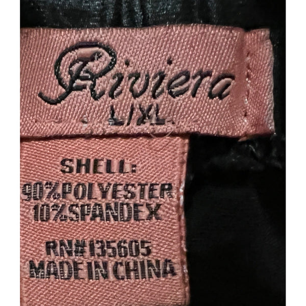 Riviera Black Faux Vinyl Zipper Leggings Sz L/XL Womens