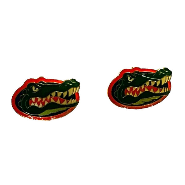 Florida Gators Enamel Pierced Earrings with Alligator Head Orange & Green