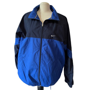 Nike Windbreaker Jacket Sz Large Mens Blue Waterproof with Pockets