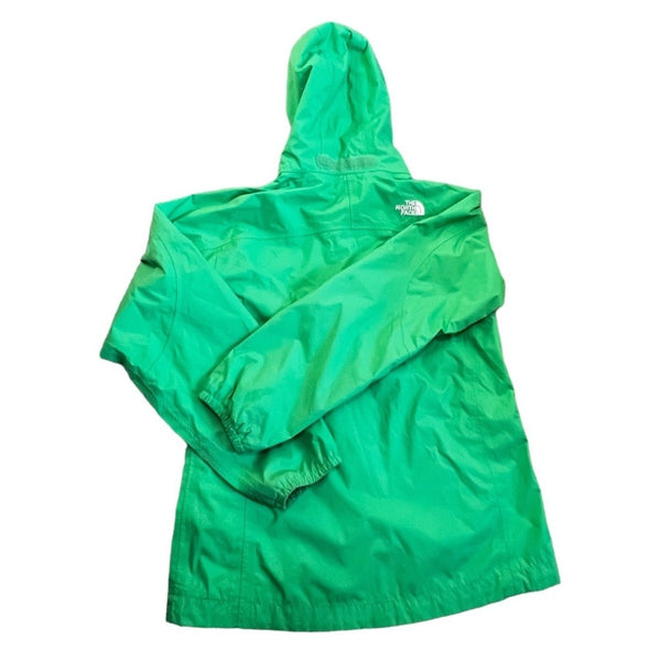 North Face Green Hooded Zip Front Jacket Sz M Girls (10/12) Zipper Pockets Long Sleeve
