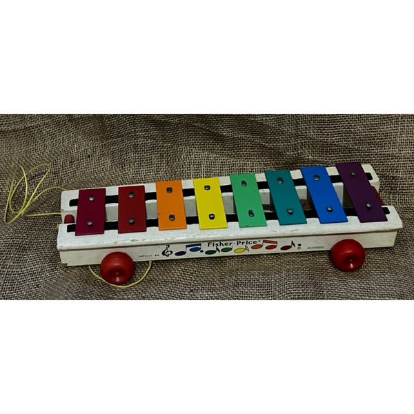 Vintage Fisher Price Pull Along Xylophone 1978 Retro Nursery Toy Musical Collectible