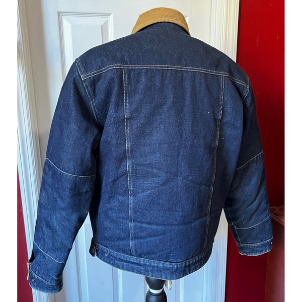 Vintage Field & Stream Actionwear Down Denim Jacket Sz M Mens Lined Corduroy Collar