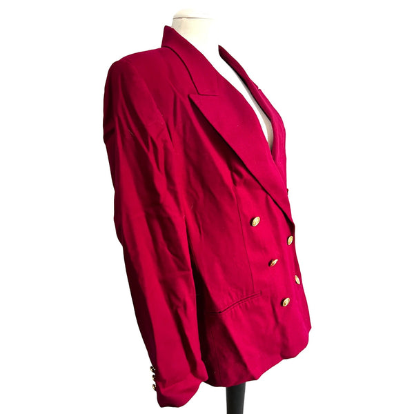 Vintage Talbots Worsted Wool Blazer with Gold Buttons Sz 16 Plus Womens Magenta