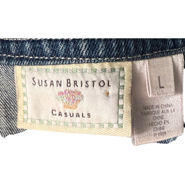 Vintage Susan Bristol Patchwork Denim Vest Sz Large Womens Button Front