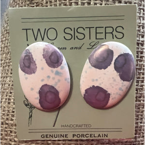 Vintage Two Sisters Genuine Porcelain Earrings Hand crafted Chunky Eighties