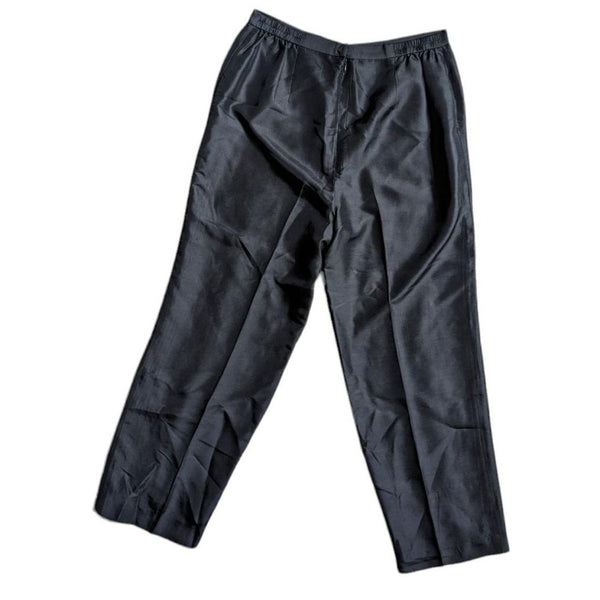 Vintage Adrianna Papell Silk High Waisted Tapered Leg Pants Sz 14 Black Career Style