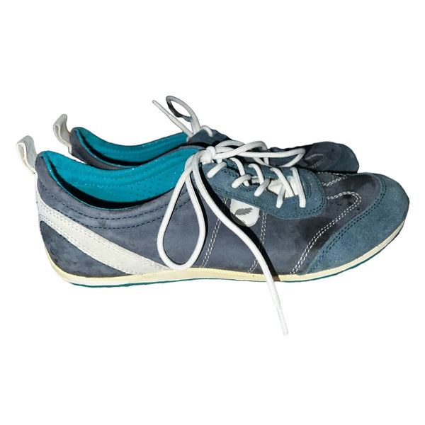 Geox Respira D3209A Leather Athletic Running Flat Sneakers Sz 5 (37) Womens Blue