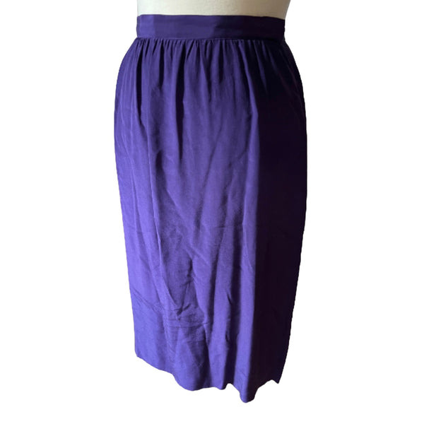 Vintage Francesca for Damon Sport Silk Skirt Sz 12 Womens Navy Blue