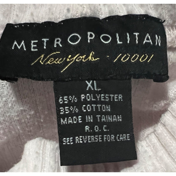 Vintage Metropolitan New York Ribbed Mock Neck Sweater Sz XL Womens Baby Pink Shoulder Pads