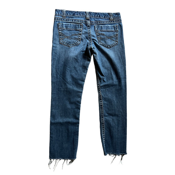 aeropostale Low Rise Raw Hem Skinny Jeans Sz 7/8 Short Womens Medium Wash