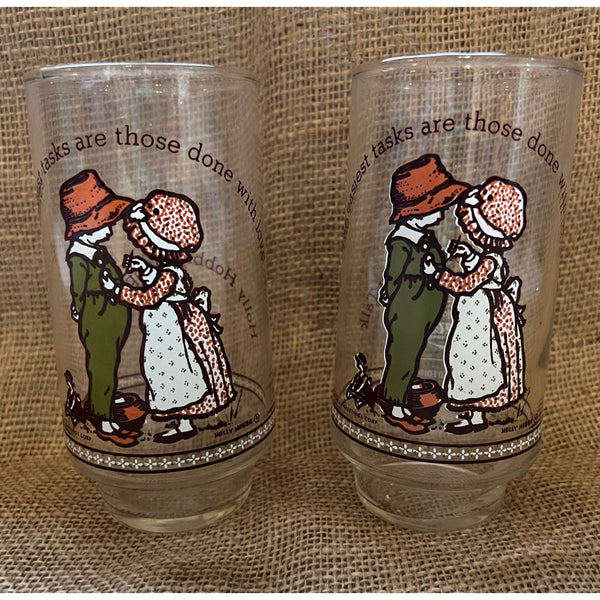 Vintage Set of 2 Holly Hobby American Greetings  70's  Drinking Glass Coca-Cola Collector Series