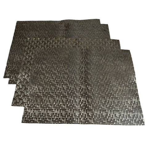 Set of 4 Wire Woven Place Mats 19.5 x 14" Silver Charcoal Dining Mats