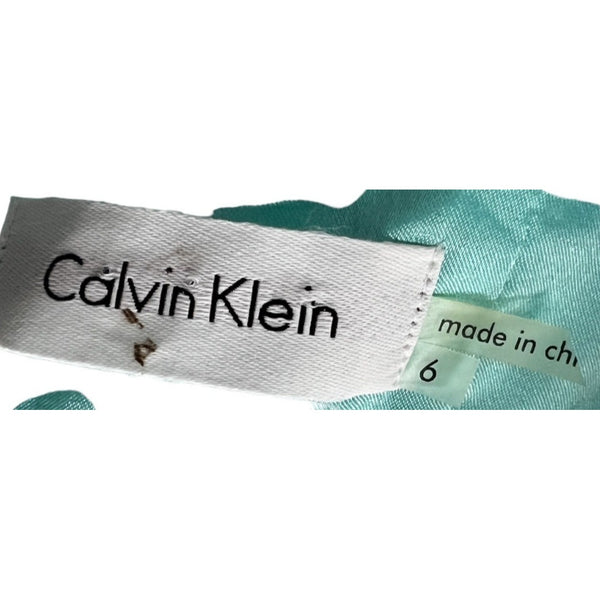 Calvin Klein Blue Lace Open Back Fit & Flare Dress Sz 6 Womens Knee Length