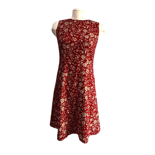Vintage Talbots 2 PIece Linen Blend Floral Dress Set Sz 4 Petite Womens Red w/ Jacket