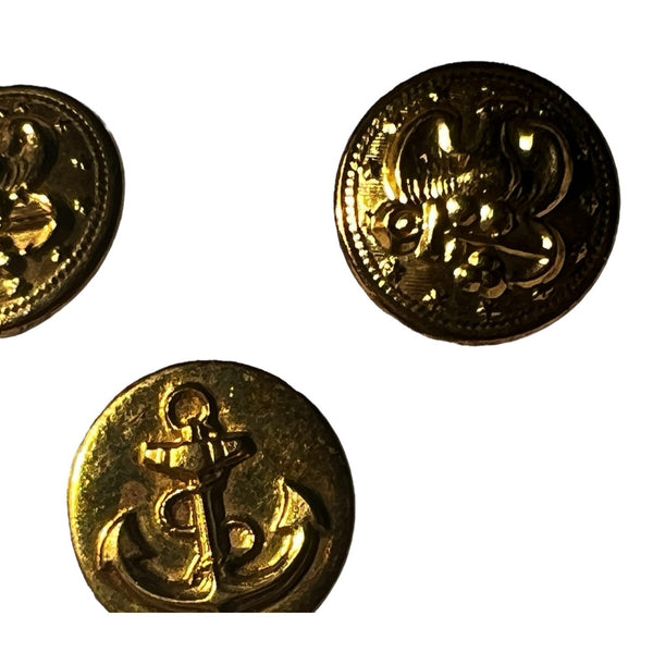 Vintage Set of 3 Gold Naval Buttons 1" Diameter with Eagle and Anchor