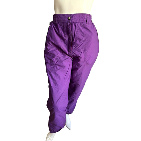 Vintage St. Johns Bay Purple Snow Ski Pants Sz M Womens Nylon Waterproof Insulated