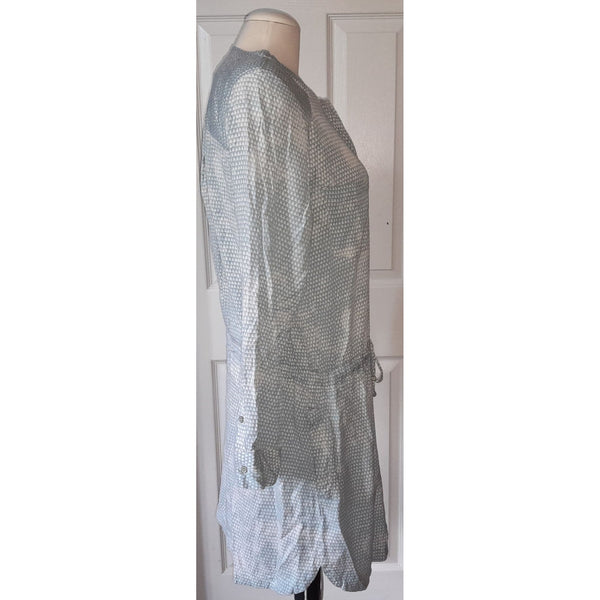 Lou & Grey Blue Sz L Button Front Sheath Shirt Dress Classic Career Casual Dress