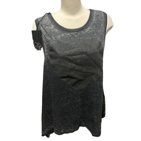 Chaser NWT Dark Heart Very Soft Heathered Tank Top Sz L Womens Grey & Black Relaxed Fit Shirt