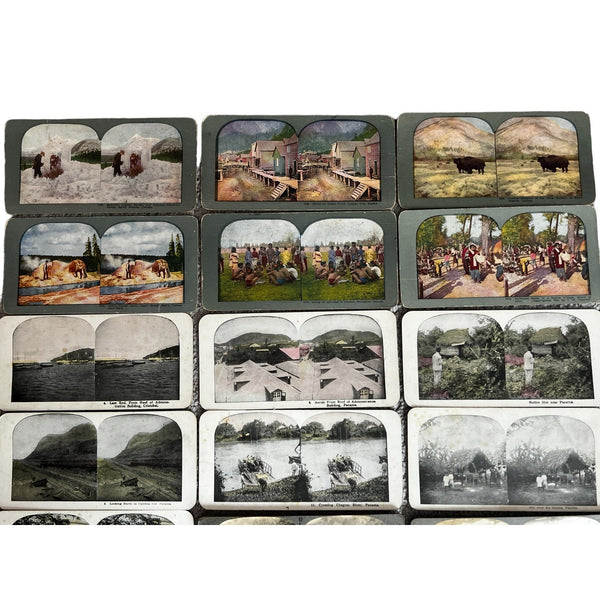 Set of 19 Antique Stereoscope Slides from Keystone View Company & More Vintage Film Scenes
