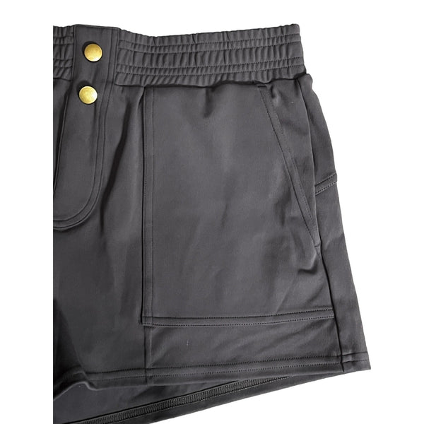 Halara NWT Mid Rise Elastic Waistband Button Casual Shorts Sz M Grey Side Pockets