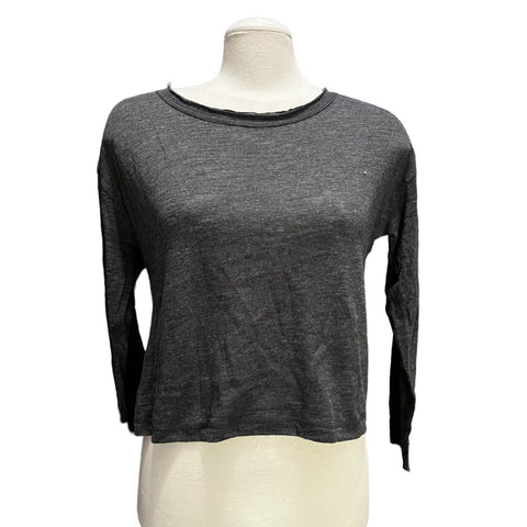 Chaser NWT Round Neck Long Sleeve Crop Top T Shirt Sz S Womens Soft Heathered Shirt
