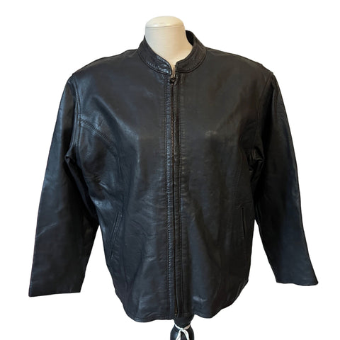 Vintage Unik Premium Sz XL Women's Motorcycle Jacket Black Leather Bomber