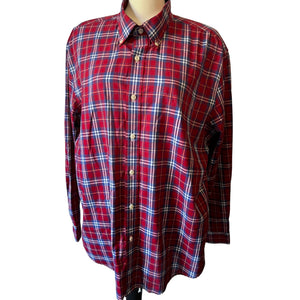 Saddlebred Plaid Collared Button Down Sz XL Mens Long Sleeve w/ Front Pocket