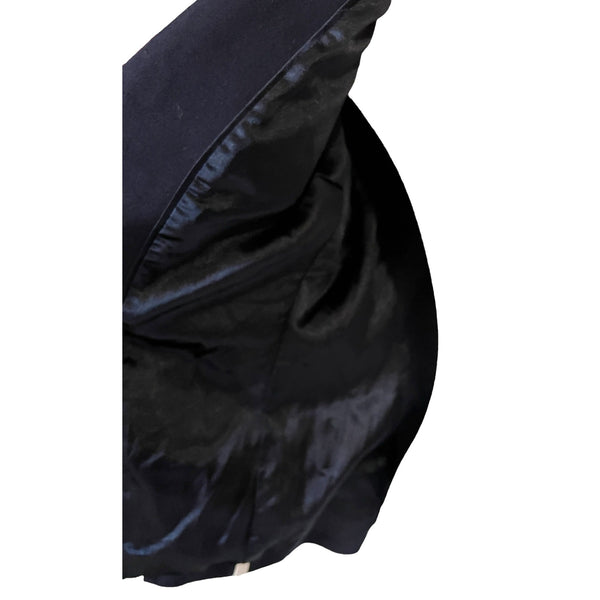 Vintage New York & Company Stretch Navy Blue Piped Collared Blazer Sz M Womens Y2K 3/4 Sleeve