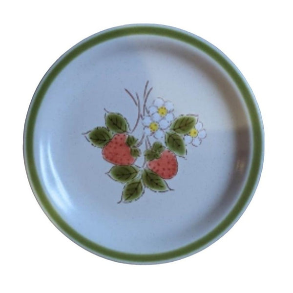 Set of 17 Vintage Stoneware Strawberry Patch Spring Collection Dessert Saucer Plates 6" Diameter