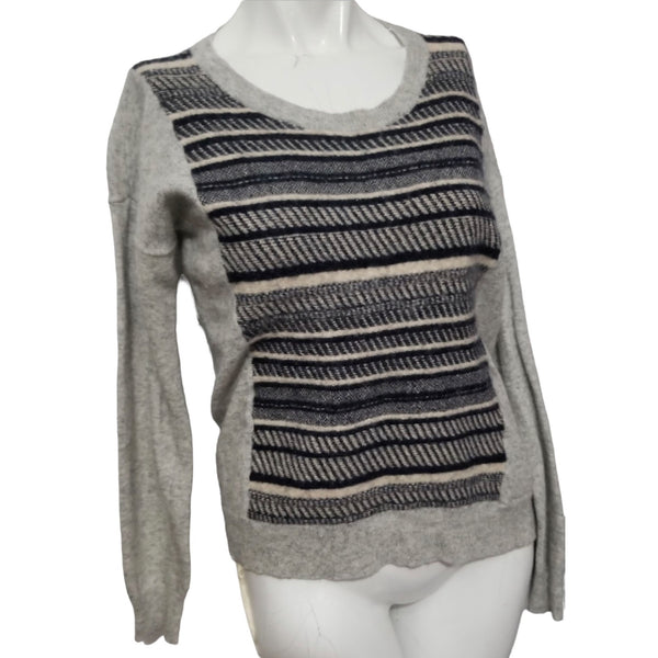 J. Crew Wool & Rabbit Hair Grey Striped Sweater Sz S Grey Womens