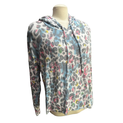 Chaser NWT Colorful Cheetah Print Hoodie Sweater Sz S Womens Multicolor Long Sleeve Soft