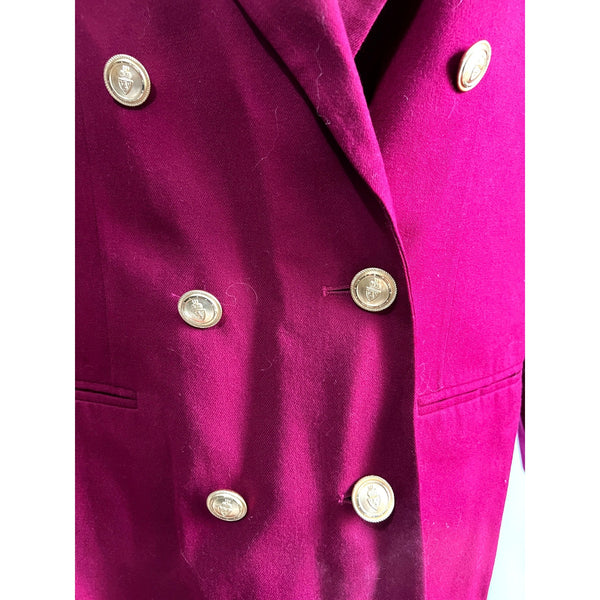 Vintage Talbots Worsted Wool Blazer with Gold Buttons Sz 16 Plus Womens Magenta