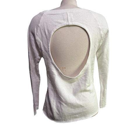 Chaser NWT Open Backless Crewneck Long Sleeve Sweater Sz S Womens White Soft Casual Blouse