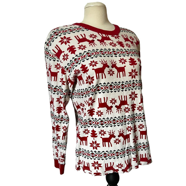 Nanna Andersson Organic Cotton Reindeer Christmas Pajama Shirt Sz M Womens Long Sleeve