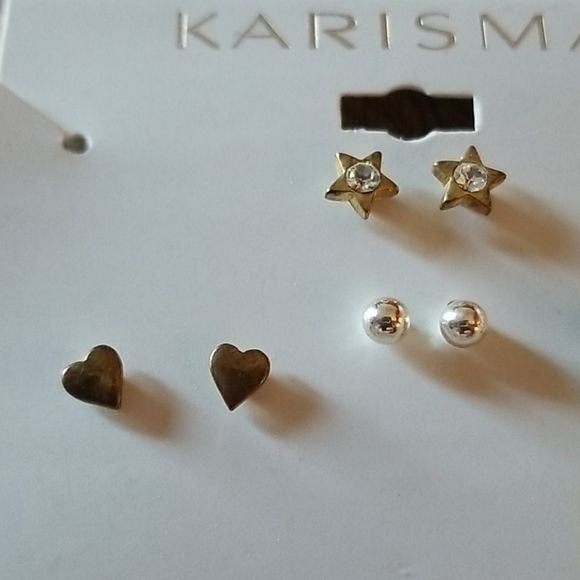 New Karisma Earrings Multi Pack 4 Pairs Cute Faux Pearls Stars Hearts