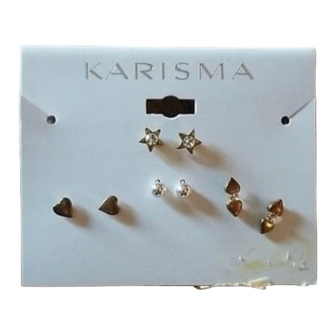 New Karisma Earrings Multi Pack 4 Pairs Cute Faux Pearls Stars Hearts