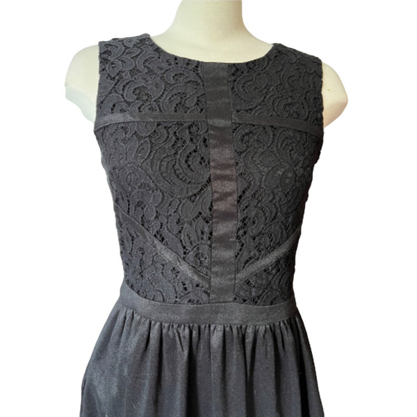 Taylor Black Lace Baby Doll Dress Sz 8 Womens Sparkly with Pockets