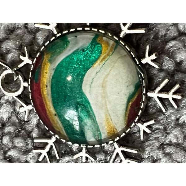 Marbleized Tie Dye Snow Flake Charm 2.5" Diameter Jewelry Necklace Crafting Christmas Winter Theme