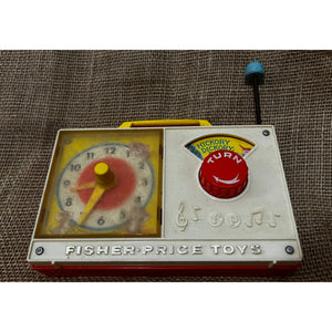 Vintage Fisher Price 1971 Hickory Dickory Dock Clock Radio 107 Wind Up Music Toy