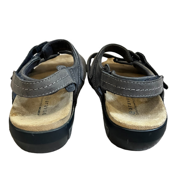 Aravon by New Balance Grey Leather Sandals Sz 8 D WSK03NV Open Toe & Heel Shoes