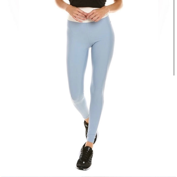 WEWOREWHAT Colorblock High-rise Leggings Sz L Womens Blue & White Activewear