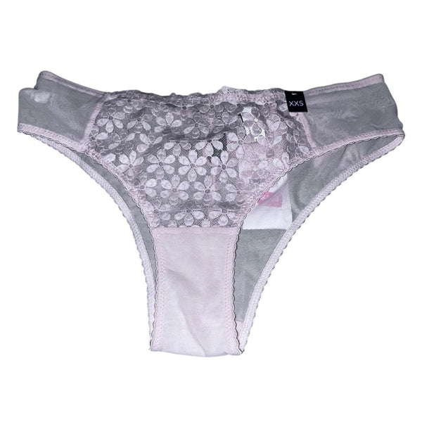 Etam Womens Lace Panty Set XXS 3-Pack Floral & Sheer Design Black Pink White