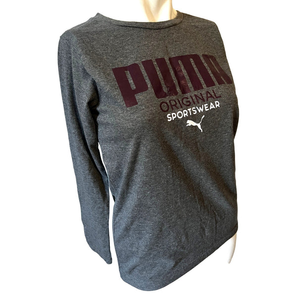 Puma Long Sleeve TShirt Sz Medium, Boys (10-12) Grey with Graphic