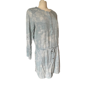 Lou & Grey Blue Sz L Button Front Sheath Shirt Dress Classic Career Casual Dress