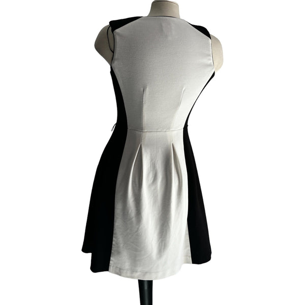 Vince Camuto Black & White Colorblock Dress Sz 2 Womens Mini Dress with Pockets
