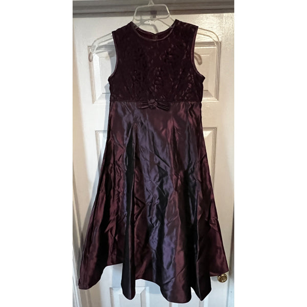 Jessica McClinton Girls Purple Formal Dress Sz 8 Lacey Bodice Shiny Material