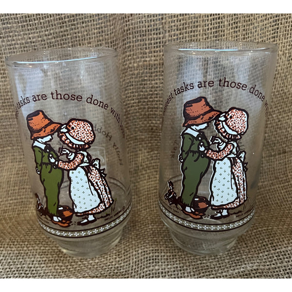 Vintage Set of 2 Holly Hobby American Greetings  70's  Drinking Glass Coca-Cola Collector Series