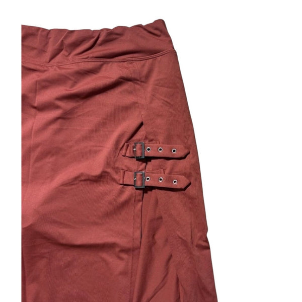 Halara High Waisted Decorative Buckle Split 2-in-1 Maxi Casual Skirt Sz Medium Red