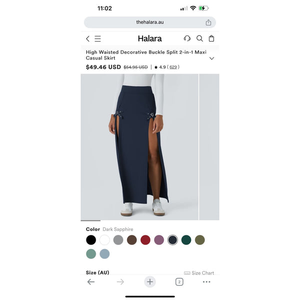 Halara High Waisted Decorative Buckle Split 2-in-1 Maxi Casual Skirt Sz Medium Red